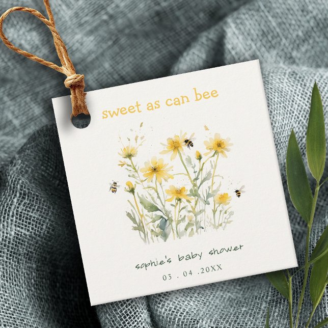 Étiquettes Cadeau Fleur sauvage Jaune doux comme Baby shower neutre (Créateur téléchargé)