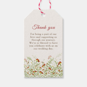 Étiquettes-cadeau Fleur sauvage Jaune Feuillage de Tagète Mariage