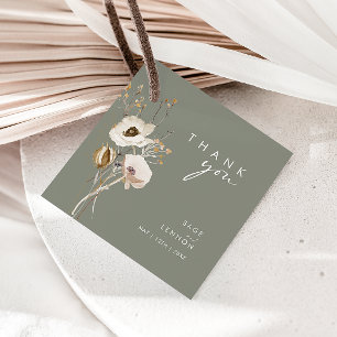 Étiquettes Cadeau Fleur sauvage lunatique   Sage Merci Favor Tags