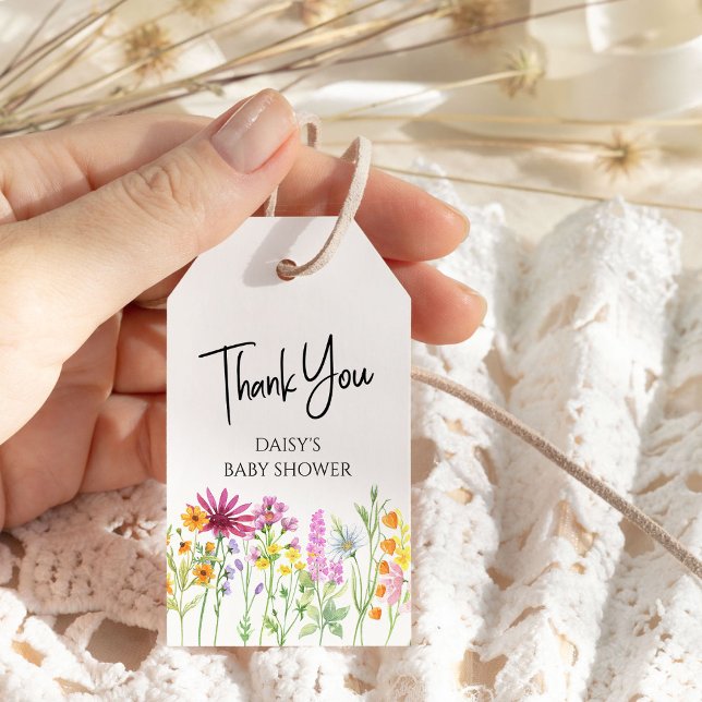 Étiquettes-cadeau Fleur sauvage Meadow Merci personnalisé (Thank you gift tag from my Wildflower Meadow collection)