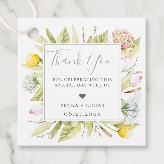 Étiquettes Cadeau Fleur sauvage Merci (Devant)