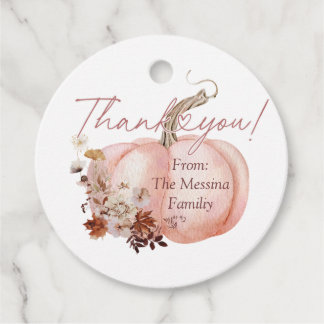 Étiquettes Cadeau Fleur sauvage  rose Citrouille Merci Favoriser Tag