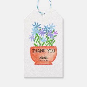 Étiquettes-cadeau Fleur sauvage Sur Pot Botanique Anniversaire Merci