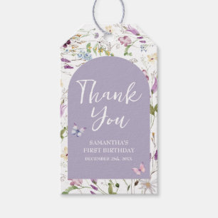 Étiquettes-cadeau Fleur sauvage Wild ONE Butterfly Garden Merci