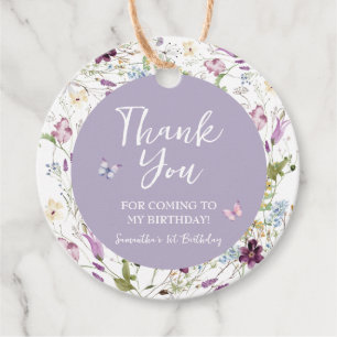 Étiquettes Cadeau Fleur sauvage Wild ONE Butterfly Garden Party