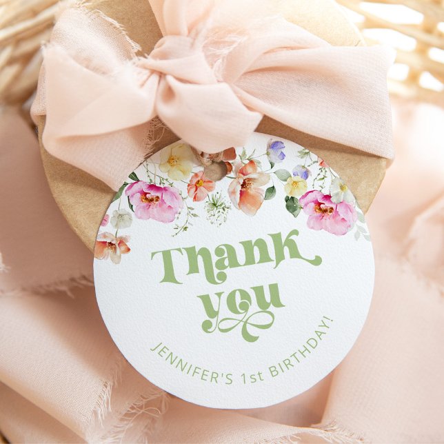 Étiquettes Cadeau Fleur sauvage wild un anniversaire merci (Créateur téléchargé)
