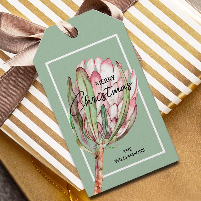 Étiquettes-cadeau Fleur Tropicale Joyeux Noël  (Créateur téléchargé)