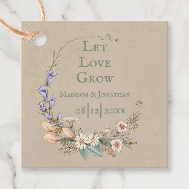 Étiquettes Cadeau Fleurir Laissez L'amour Nom Date Personnalisé Fant (Devant)