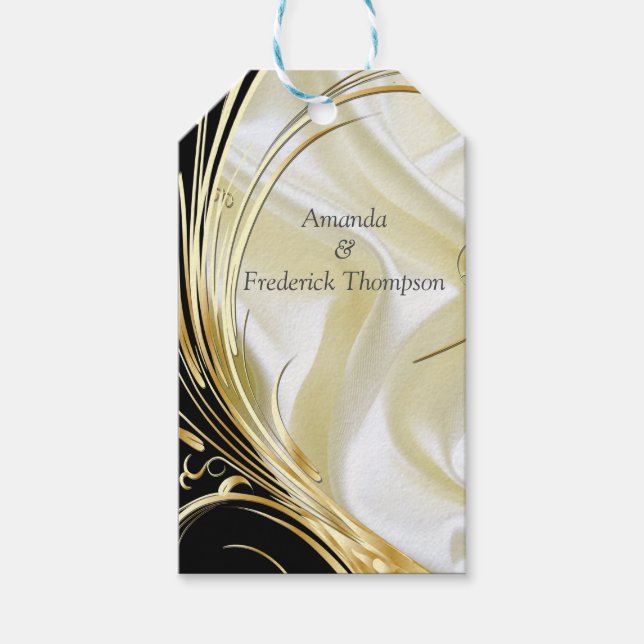 Étiquettes-cadeau Fleurs Abstraites d'argent ou d'or sur - Silk & Ar (Devant)