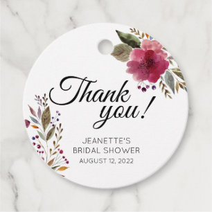 Étiquettes Cadeau Fleurs Aquarelles Audacieuses Remerciement de Baby