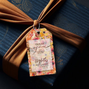 Étiquettes-cadeau Fleurs aquarelles d'automne Cadeau de Baby Shower 