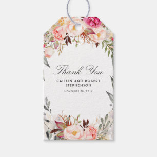 Étiquettes-cadeau Fleurs Aquarelles Roses Vierges Élégantes