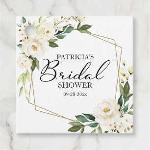 Étiquettes Cadeau Fleurs Blanches De Verdure Géométrique Baby Shower