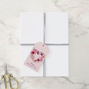 Étiquettes-cadeau Fleurs d'amour   Saint Valentin   Nom personnalisé