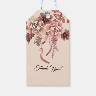 Étiquettes-cadeau Fleurs d'automne rustiques beige clair aquarelle