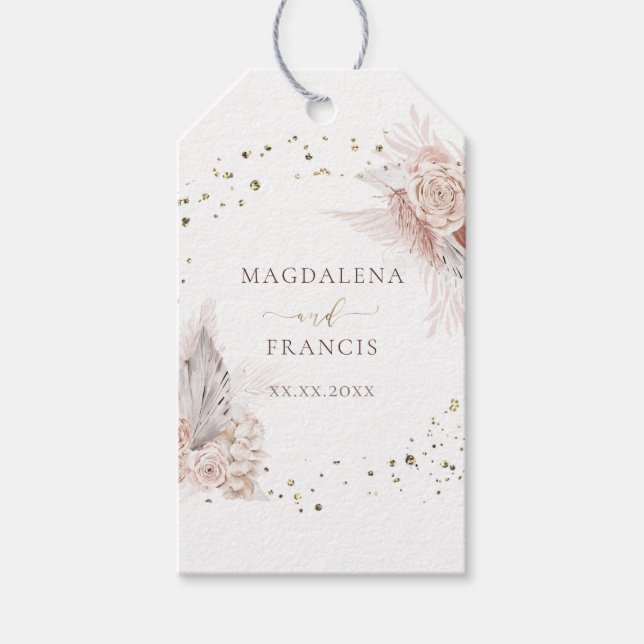 Étiquettes-cadeau fleurs de boho mariages (Devant)