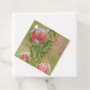 Étiquettes Cadeau Fleurs de cactus de Pêche magnifiques