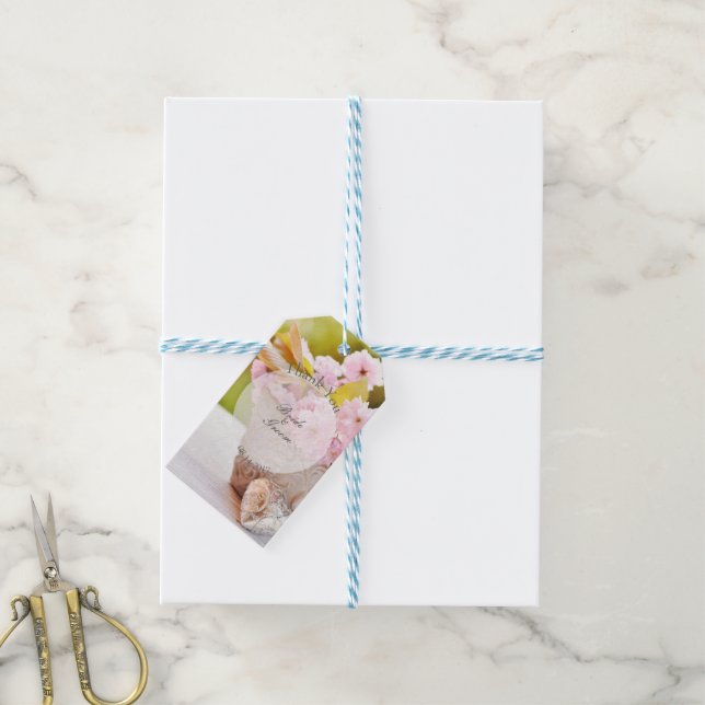 Étiquettes-cadeau Fleurs de cerisier-rose Mariage modifiable (Avec de laficelle)