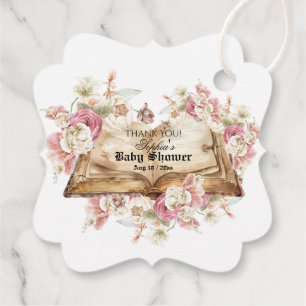 Étiquettes Cadeau Fleurs de conte de fées Rose rose Livre Baby Showe