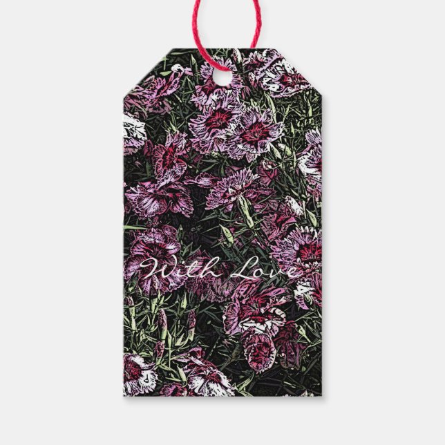 ÉTIQUETTES-CADEAU FLEURS DE DIANTHUS (Devant)