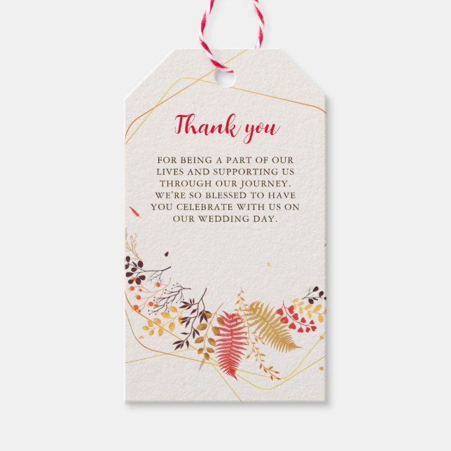 Étiquettes-cadeau Fleurs de forêt sauvage Mariage de feuillage de ch (Devant)