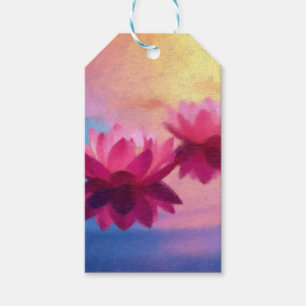 Étiquettes-cadeau Fleurs de Lotus Abstraites colorées