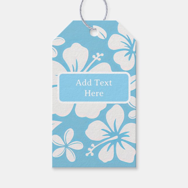 Étiquettes-cadeau Fleurs de plage bleu tropical (Devant)