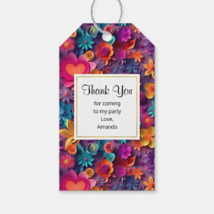 Étiquettes-cadeau Fleurs de printemps colorées Merci du Motif Party