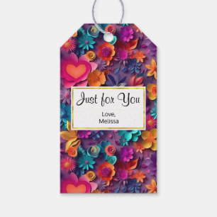 Étiquettes-cadeau Fleurs de printemps colorées Motif juste pour vous