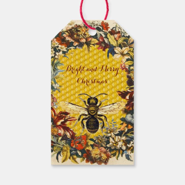 Étiquettes-cadeau FLEURS DE PRINTEMPS HONEY BEE, OEUVRE Noël (Dos)