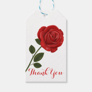 Étiquettes-cadeau Fleurs de rose rouge florale Merci de mariage