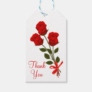 Étiquettes-cadeau Fleurs de rose rouge florale Merci de mariage