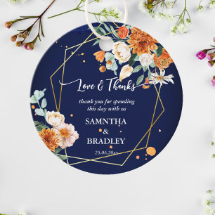 Étiquettes Cadeau Fleurs de sauge bleu orange bleu marine merci