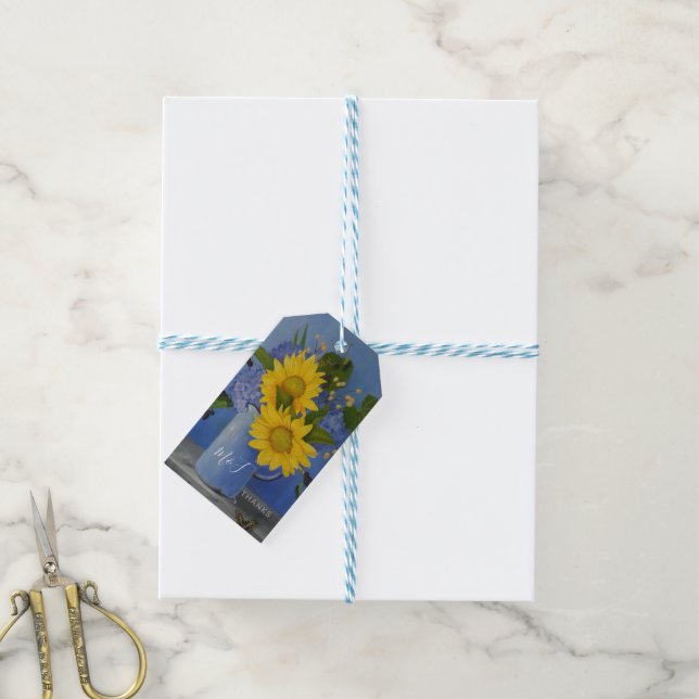 Étiquettes-cadeau Fleurs de soleil Mariage Merci Favoriser l'invité (Avec de laficelle)
