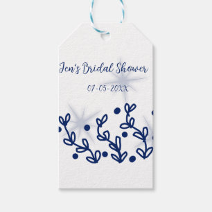 Étiquettes-cadeau Fleurs d'étoiles bleues Luxe Baby Shower Royal