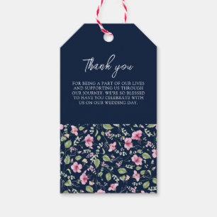 Étiquettes-cadeau Fleurs d'Hibiscus Rose Bleu Marine Poussiéreux Mar