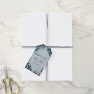 Étiquettes-cadeau Fleurs d'hiver bleues givrees Mariage Nom personna