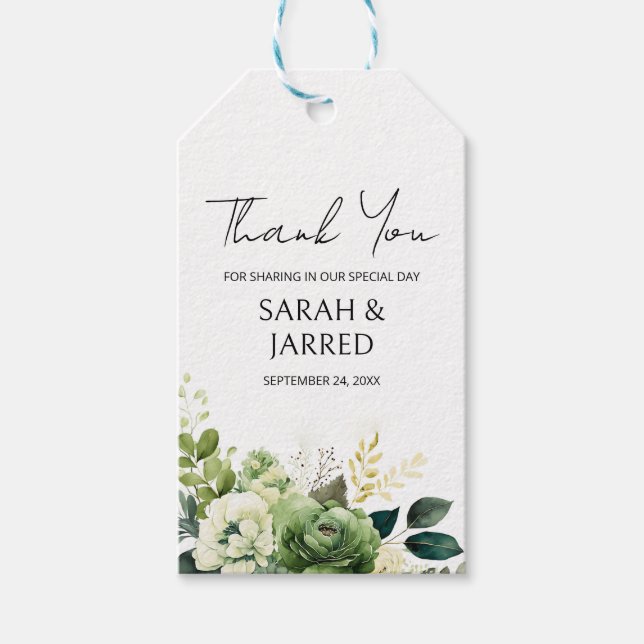 Étiquettes-cadeau Fleurs Et Mariage De Verdure (Devant)
