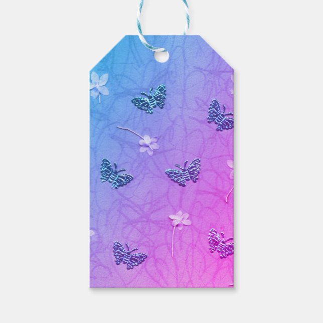 Étiquettes-cadeau Fleurs et papillons (Devant)
