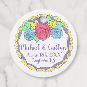 Étiquettes Cadeau Fleurs florales Rose Fête des mariées Mariage Gâte