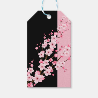 Étiquettes-cadeau Fleurs florales roses serviettes noires et roses