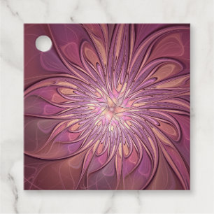 Étiquettes Cadeau Fleurs fractales modernes abstraites couleurs de b