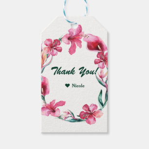 Étiquettes-cadeau Fleurs Hawaiiennes tropicales Mariage élégant Favo