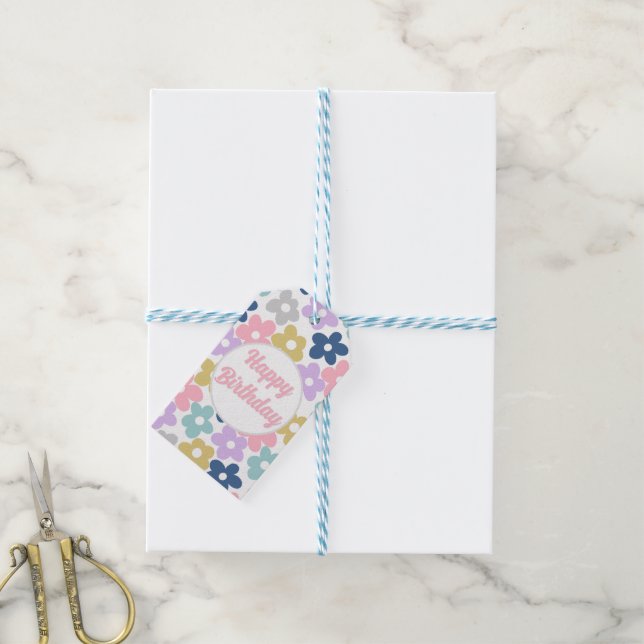 Étiquettes-cadeau Fleurs marguerites super Retro Boho Floral (Avec de laficelle)