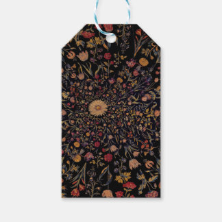 Étiquettes-cadeau Fleurs médiévales en noir