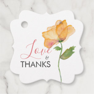 Étiquettes Cadeau Fleurs oranges peintes Aquarelle Pavots Favori Ta