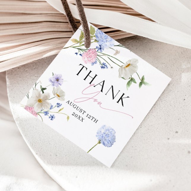 Étiquettes Cadeau Fleurs pastel Merci (Créateur téléchargé)