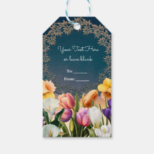 Étiquettes-cadeau Fleurs printanières cadre floral élégant chic fave