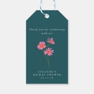 Étiquettes-cadeau Fleurs Rose Sarcelle Vertes Bohème Personnalisé Br