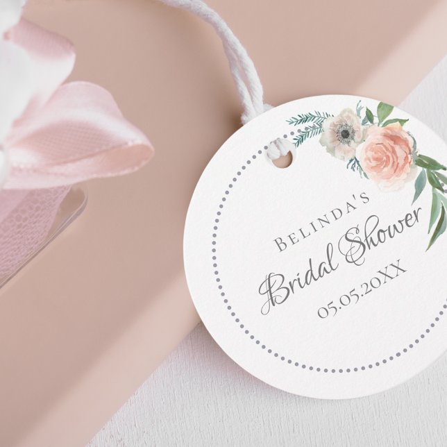 Étiquettes Cadeau Fleurs roses pour remerciements de shower de maria (Créateur téléchargé)